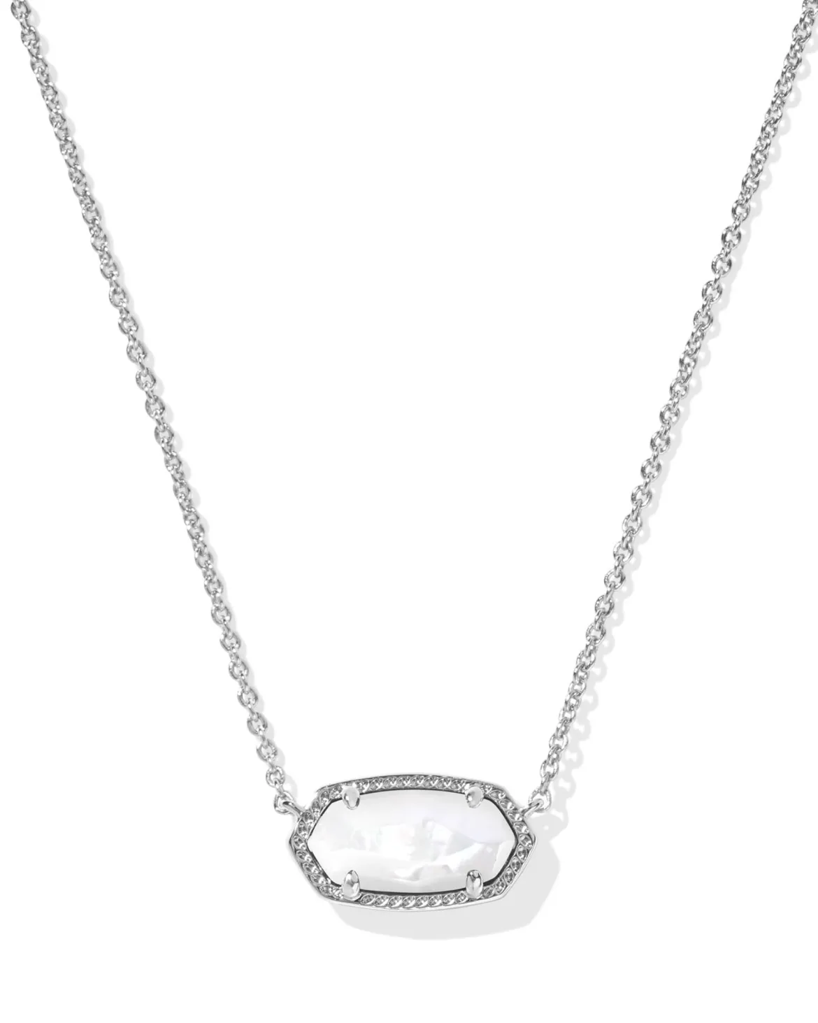 Elisa Silver Pendant Necklace in Ivory Mother-of-Pearl