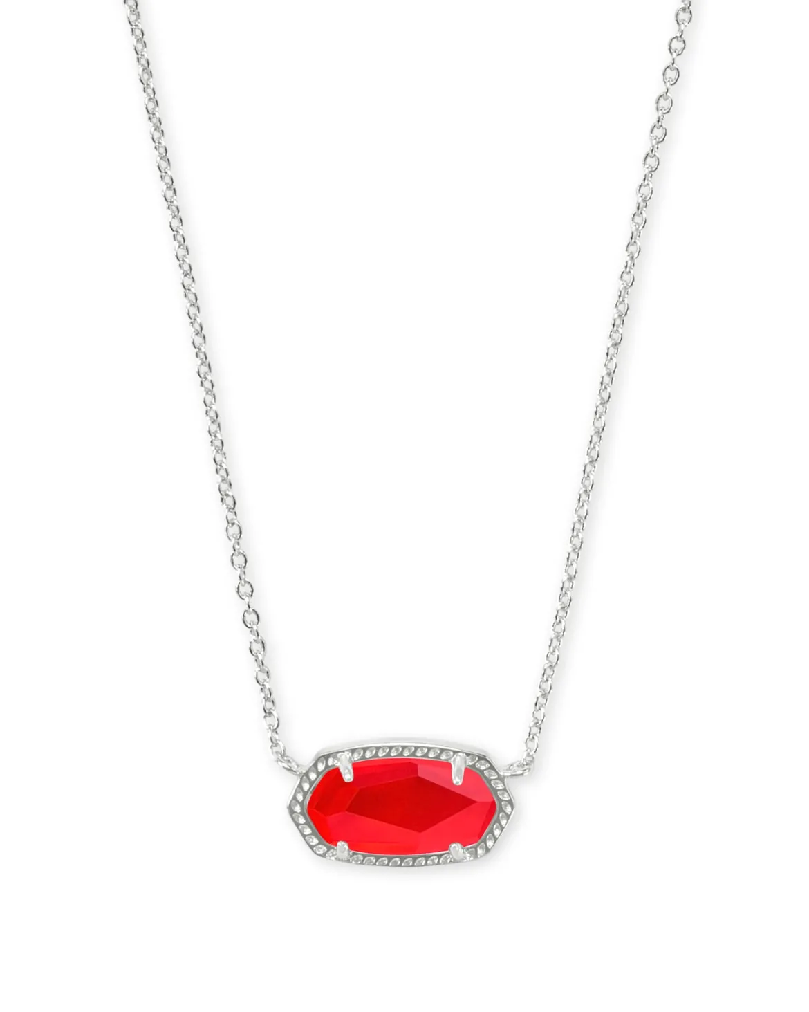 Elisa Silver Pendant Necklace in Red Illusion