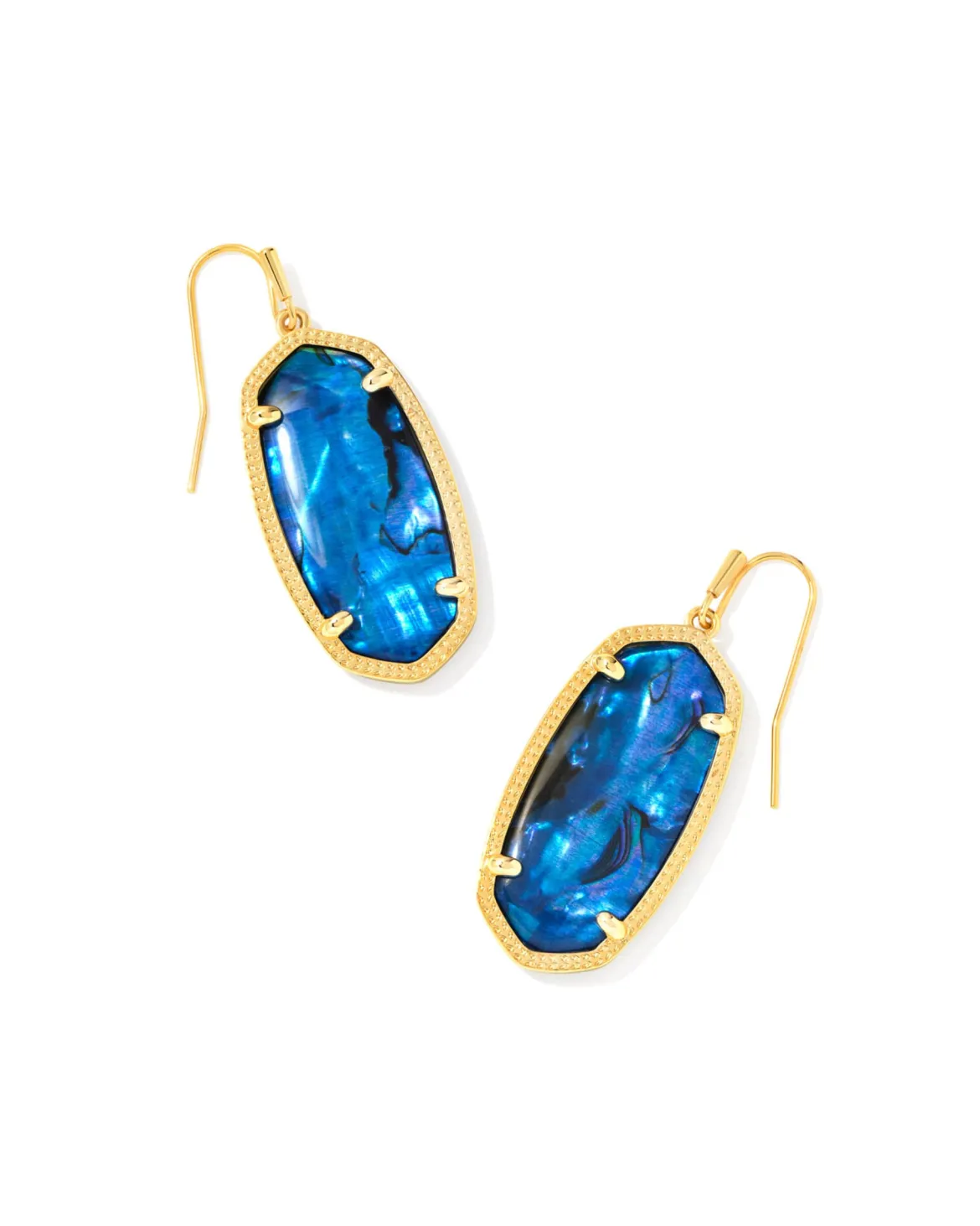 Elle Gold Drop Earrings in Navy Abalone