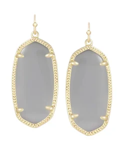 Elle Gold Drop Earrings in Slate Cats Eye
