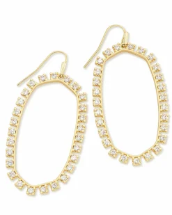 Elle Open Frame Crystal Drop Earrings in Gold