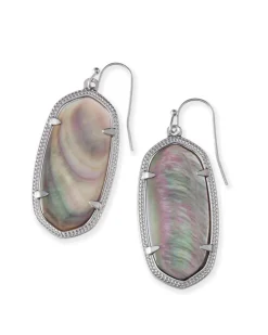 Elle Silver Drop Earrings in Black Mother-of-Pearl