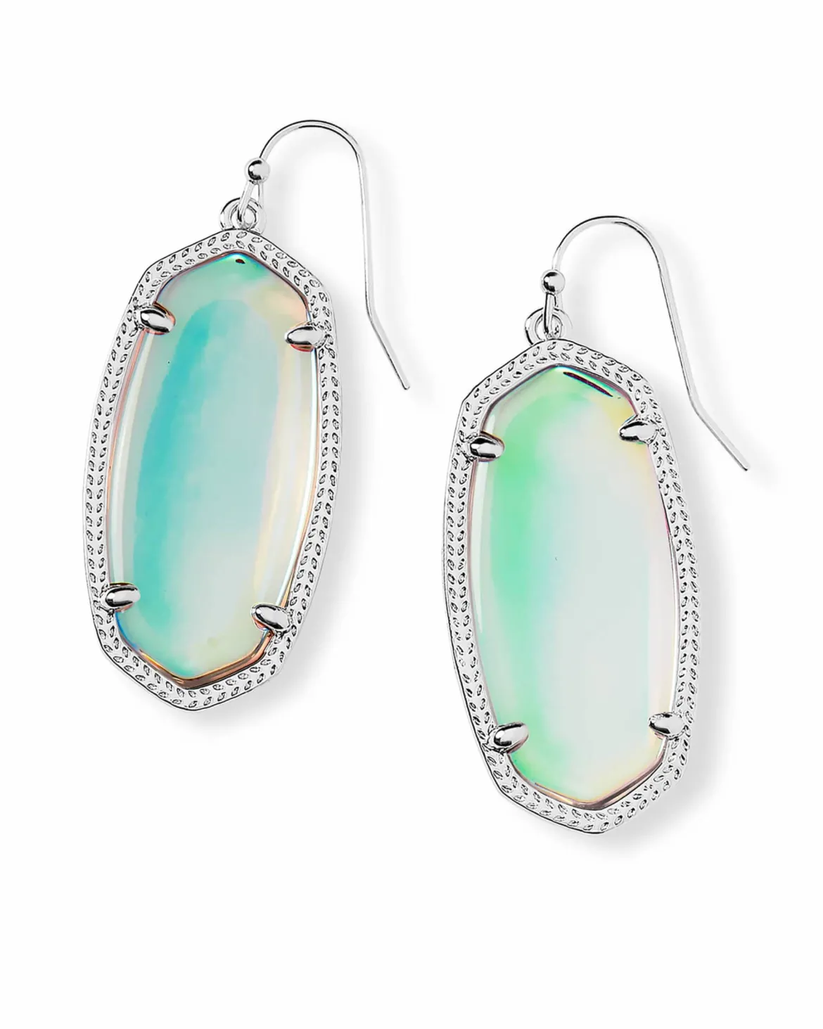 Elle Silver Drop Earrings in Dichroic Glass
