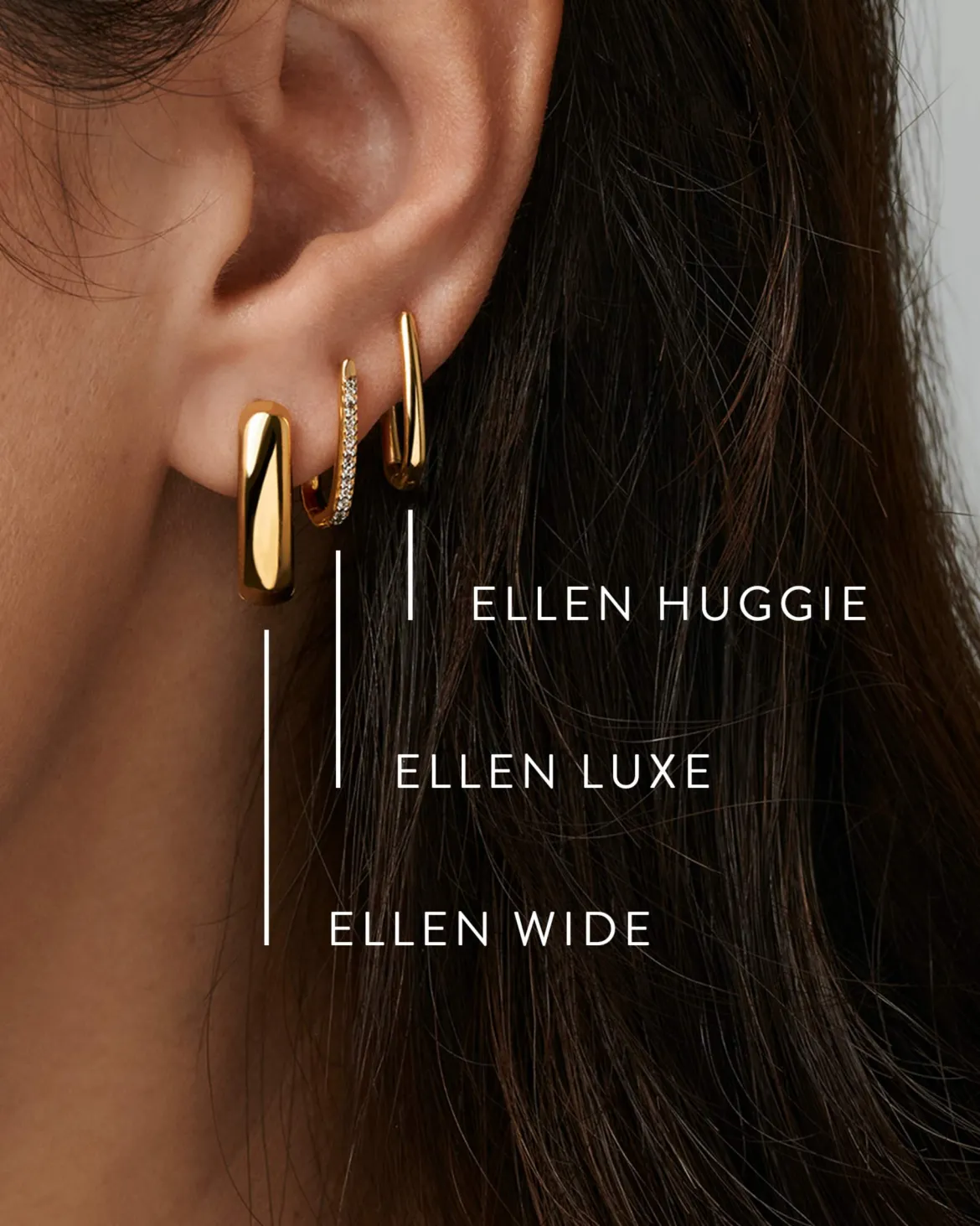 Ellen Huggie Earrings in Sterling Silver
