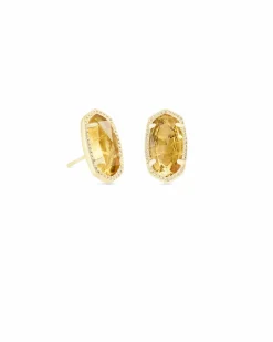Ellie Gold Stud Earrings in Citrine