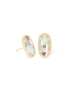 Ellie Gold Stud Earrings in Dichroic Glass