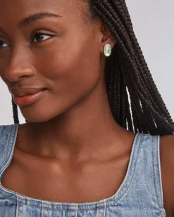 Ellie Gold Stud Earrings in Dichroic Glass