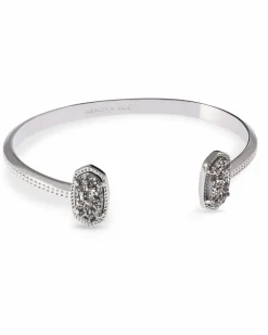 Elton Silver Cuff Bracelet in Platinum Drusy