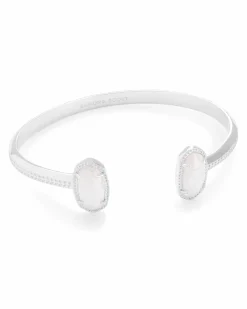 Elton Silver Cuff Bracelet White Lab Grown Opal