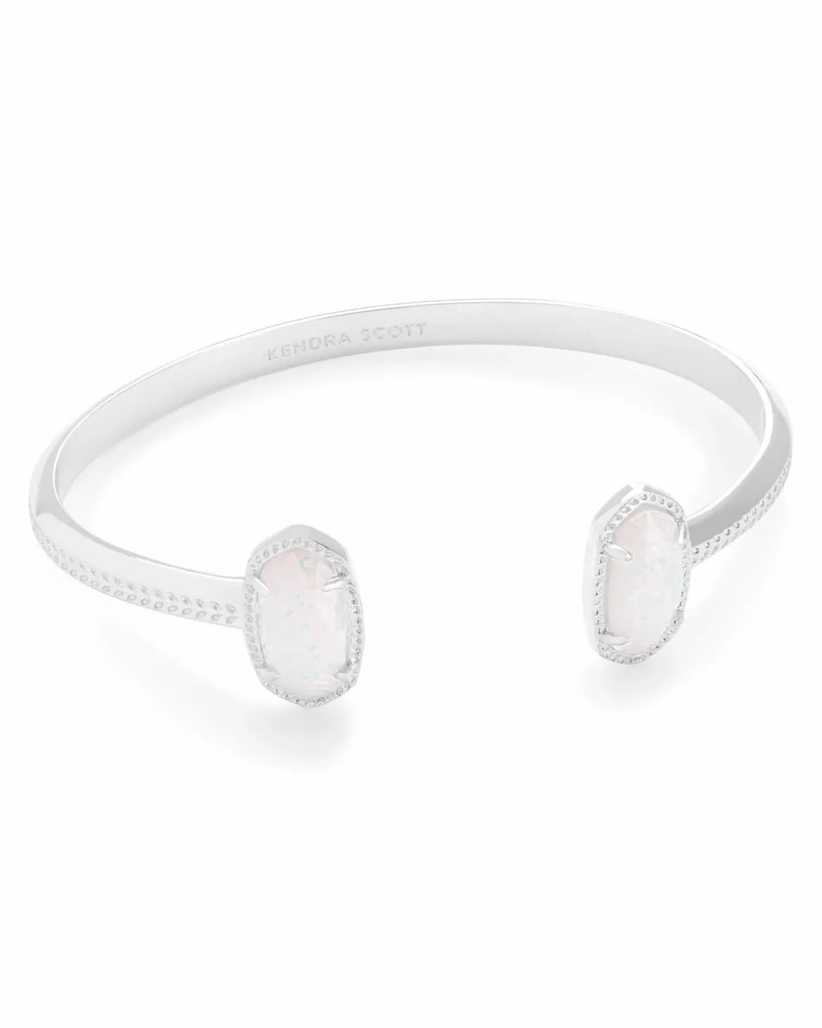 Elton Silver Cuff Bracelet White Lab Grown Opal