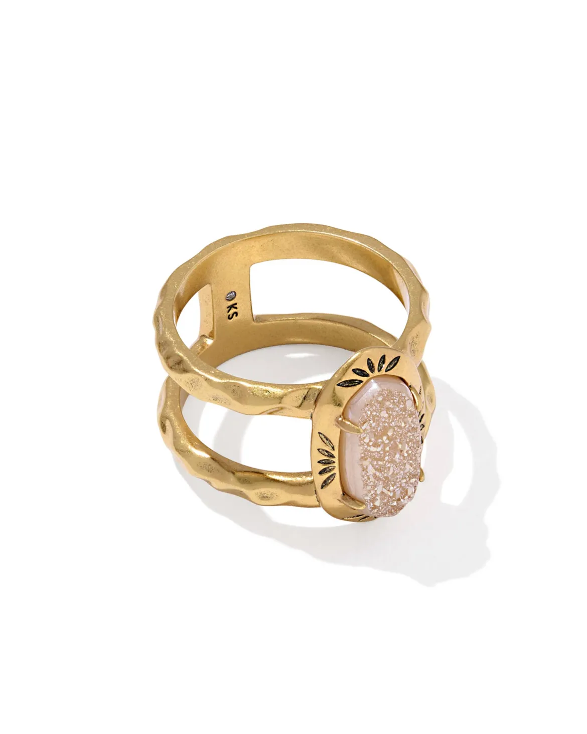 Elyse Vintage Gold Etch Frame Band Ring