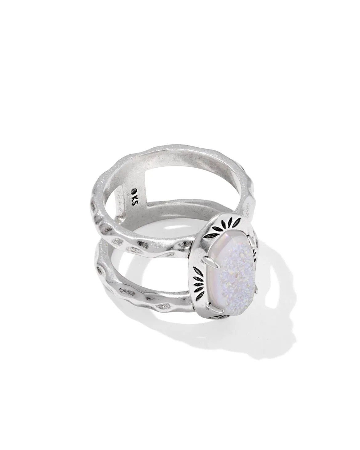 Elyse Vintage Silver Etch Frame Band Ring