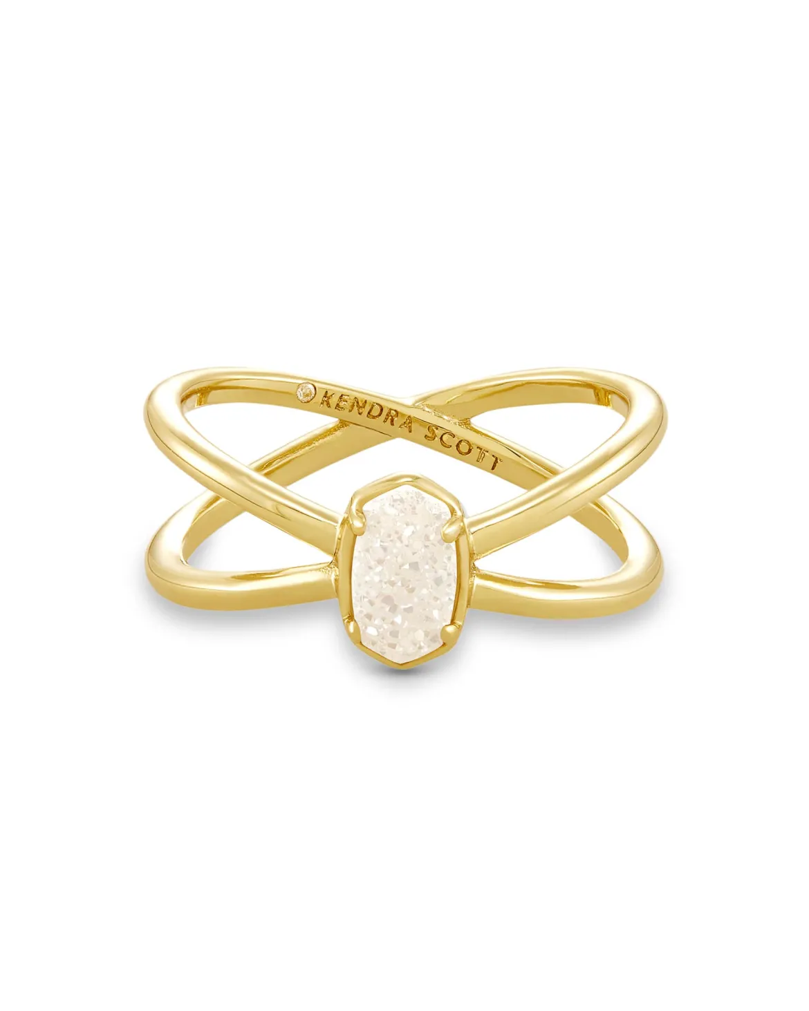 Emilie Gold Double Band Ring in Iridescent Drusy