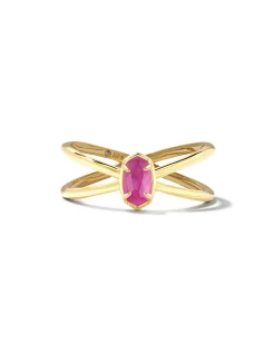 Emilie Gold Double Band Ring in Azalea Illusion