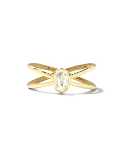 Emilie Gold Double Band Ring in Dichoric Glass