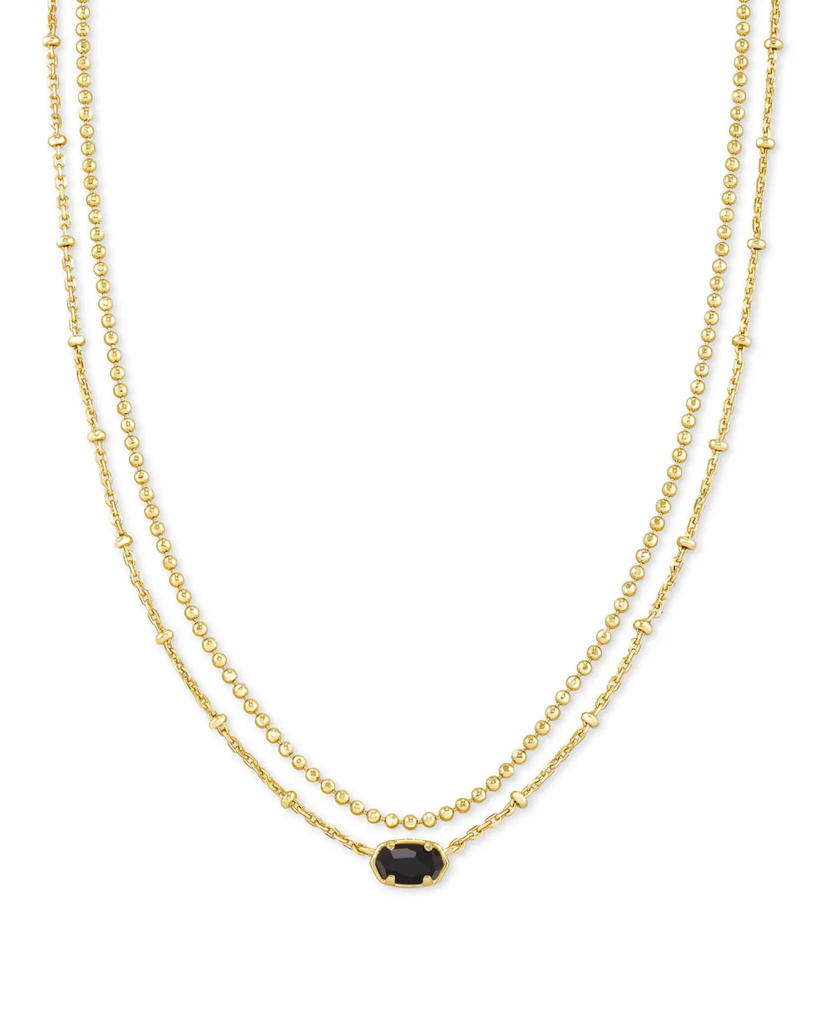Emilie Gold Multi Strand Necklace in Black Obsidian