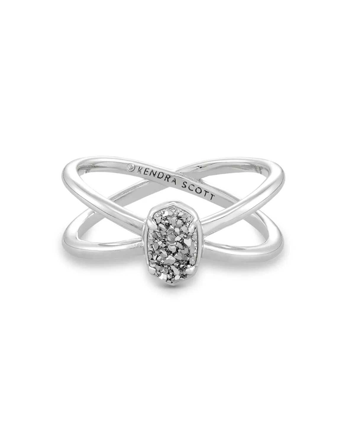Emilie Silver Double Band Ring in Platinum Drusy