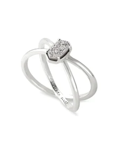 Emilie Silver Double Band Ring in Platinum Drusy