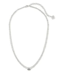 Emilie Silver Multi Strand Necklace in Platinum Drusy