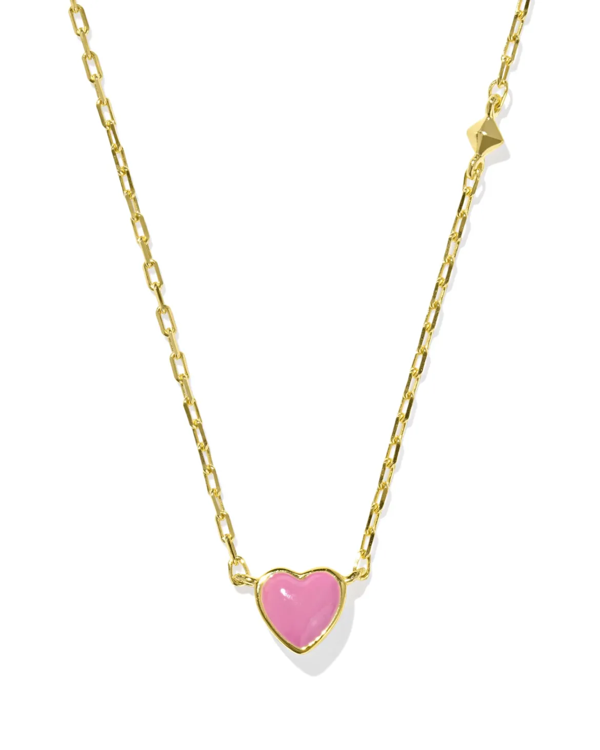 Enamel 18k Gold Vermeil Heart Pendant Necklace in Pink Enamel