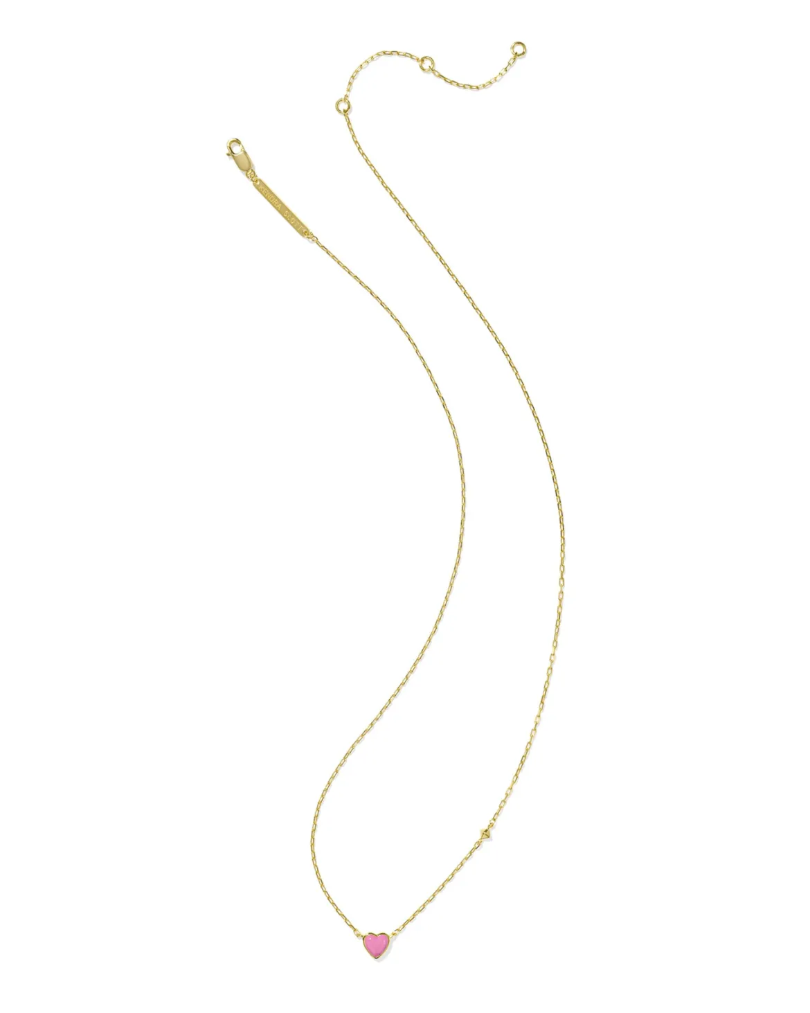 Enamel 18k Gold Vermeil Heart Pendant Necklace in Pink Enamel