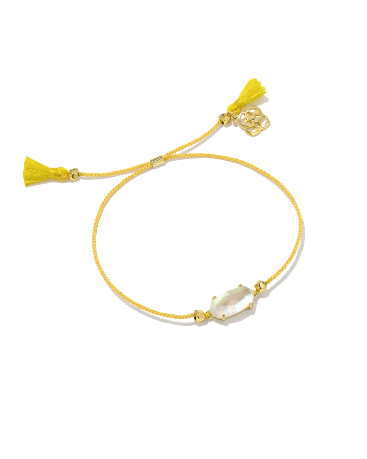 Everlyne Yellow Cord Friendship Bracelet in Dichroic Glass