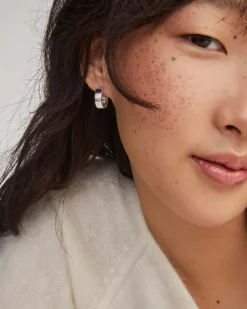 Flat Small 14mm Hoop Earrings in Sterling Silver
