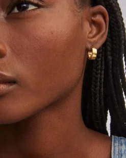 Flat Small 14mm Hoop Earrings in 18k Gold Vermeil