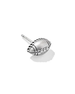 Football Oxidized Sterling Silver Single Stud Earring