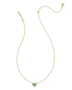 Framed Ari Heart Gold Short Pendant Necklace in Mood Stone