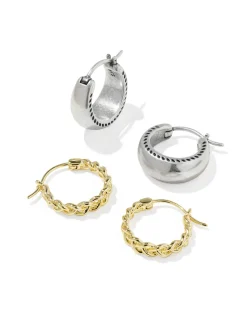 Gabriella Mixed Metal Set of 2 Huggie Earrings