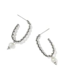 Gabriella Vintage Silver Pearl Hoop Earrings