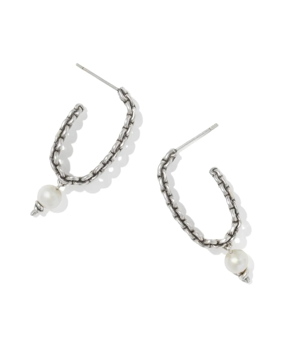 Gabriella Vintage Silver Pearl Hoop Earrings