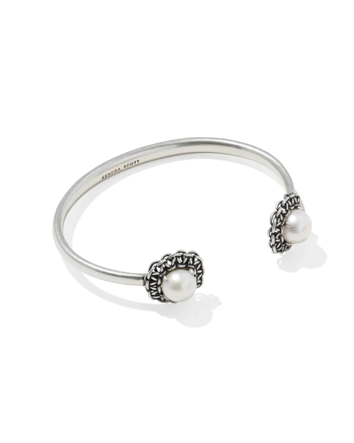 Gabriella Vintage Silver Pearl Cuff Bracelet