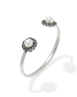 Gabriella Vintage Silver Pearl Cuff Bracelet