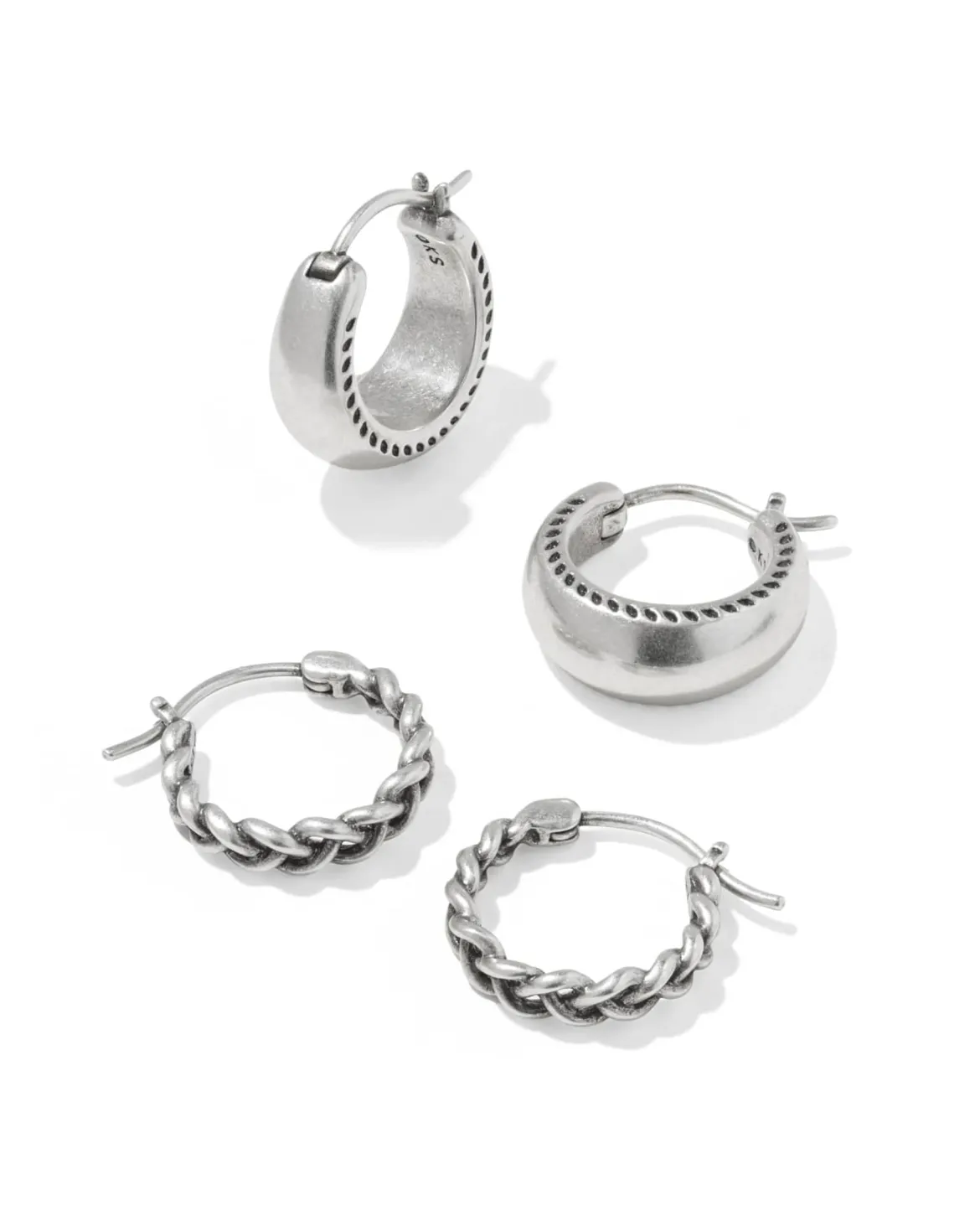 Gabriella Vintage Silver Set of 2 Huggie Earrings