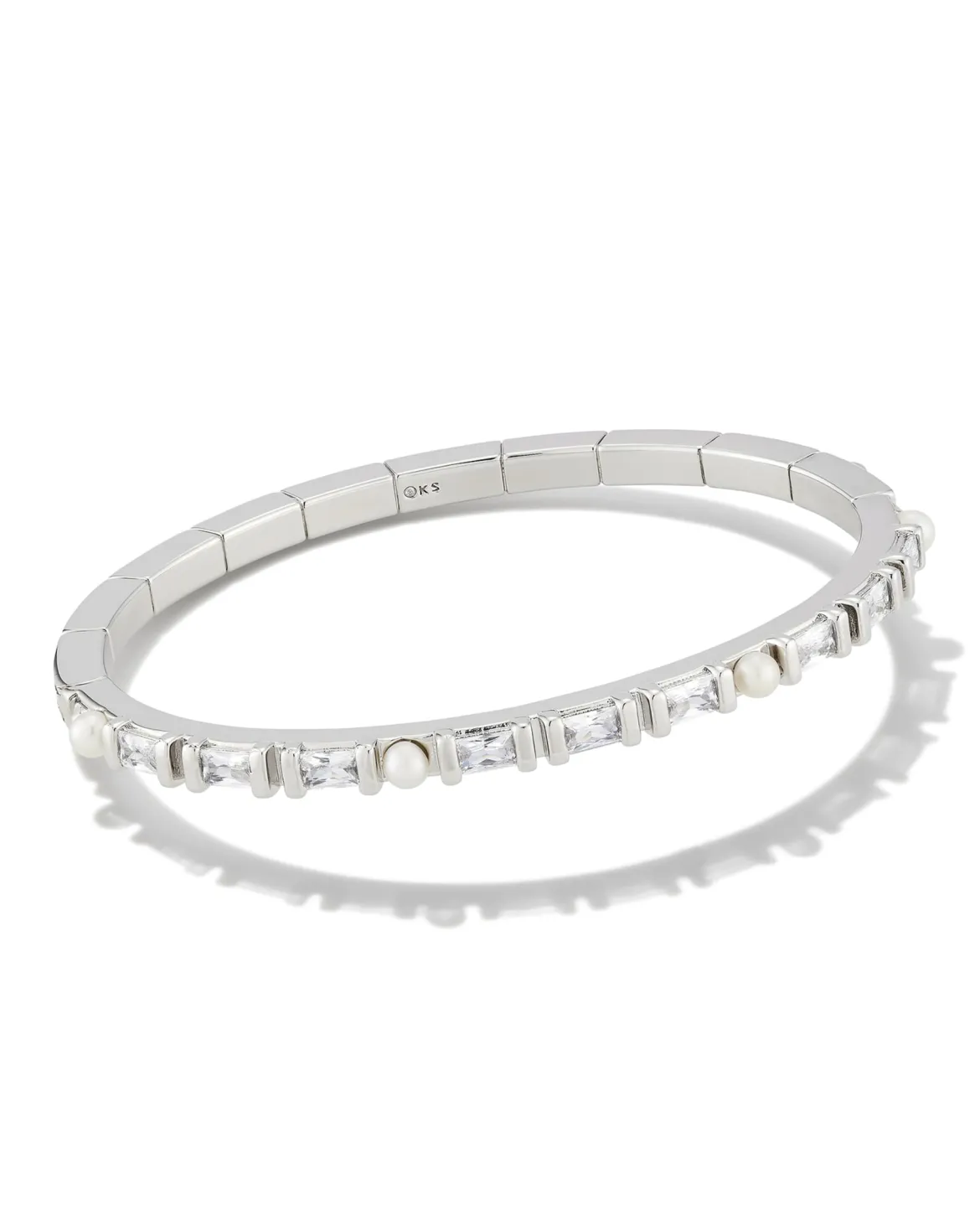 Gracie Silver Bangle Bracelet in White Mix
