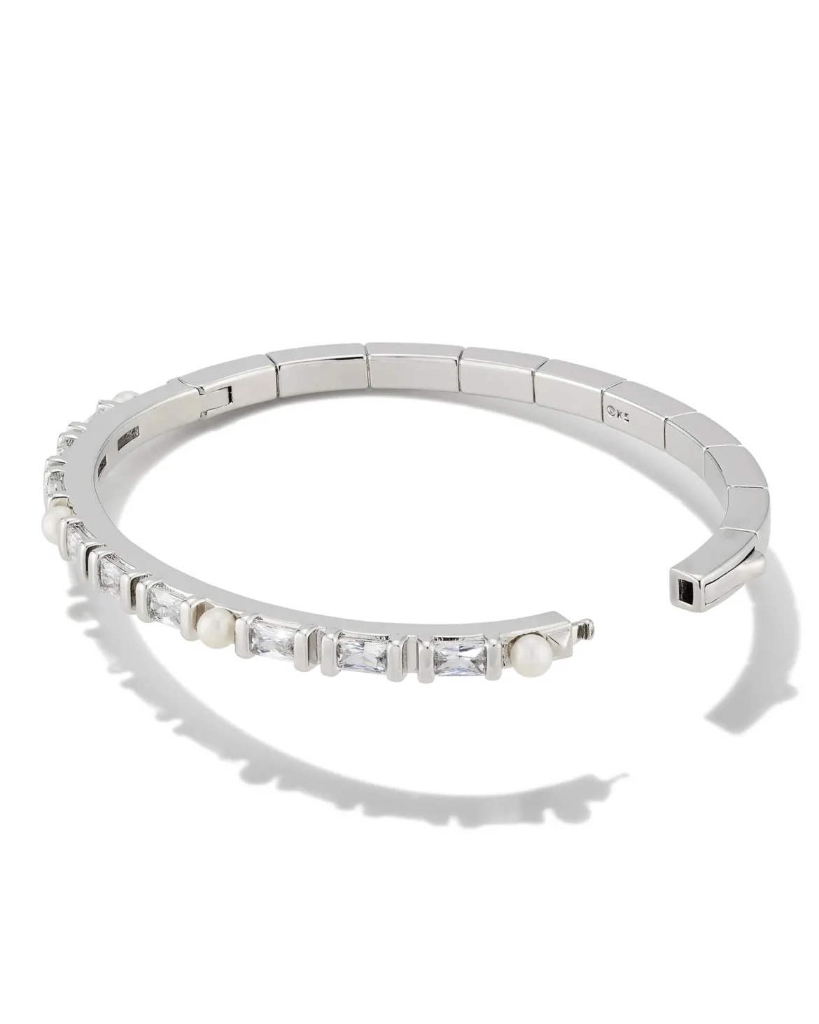 Gracie Silver Bangle Bracelet in White Mix