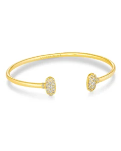 Grayson Gold Cuff Bracelet in White Crystal