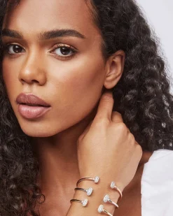 Grayson Gold Cuff Bracelet in White Crystal
