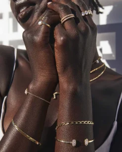 Grayson Gold Cuff Bracelet in White Crystal