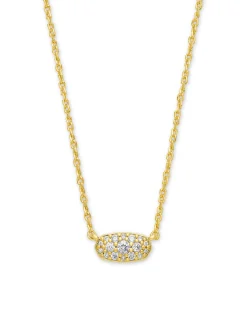 Grayson Gold Pendant Necklace in White CZ