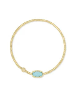Grayson Gold Stretch Bracelet in Light Blue Magnesite