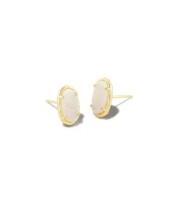 Grayson Gold Stud Earrings in Iridescent Drusy