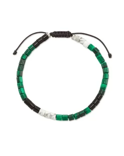 Grey Oxidized Sterling Silver Beaded Bracelet in Verde Mix