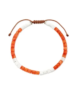 Grey Oxidized Sterling Silver Beaded Bracelet in Burnt Orange Mix