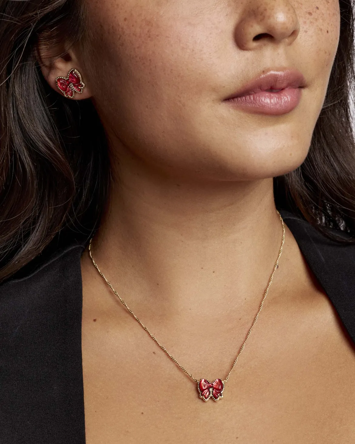 Haley Bow Gold Short Pendant Necklace