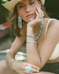 Havana Vintage Silver Cocktail Ring in Variegated Turquoise Magnesite