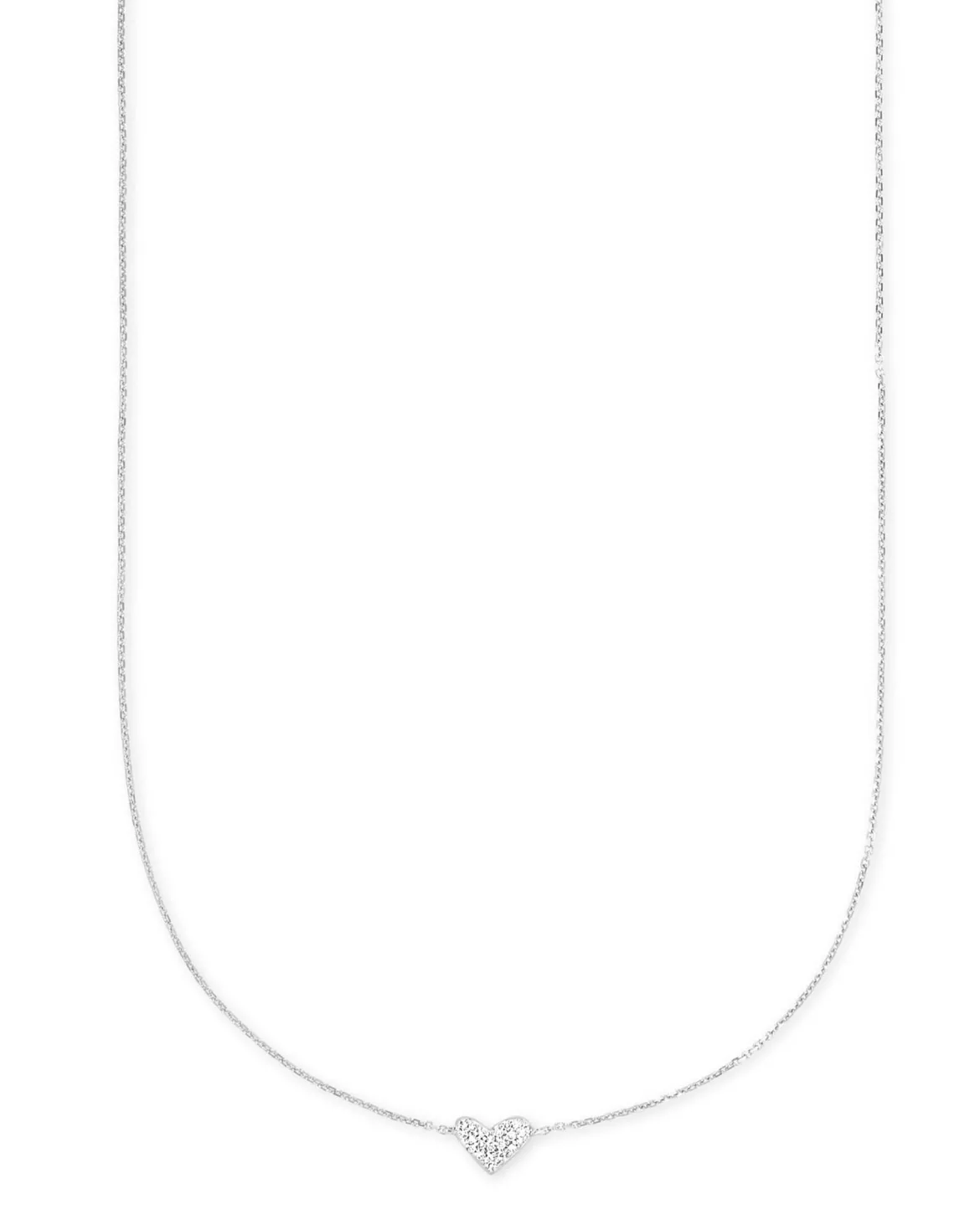 Heart 14k White Gold Pendant Necklace in White Diamonds