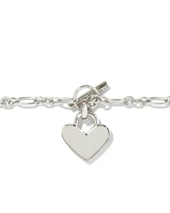 Heart Padlock Chain Bracelet in Sterling Silver